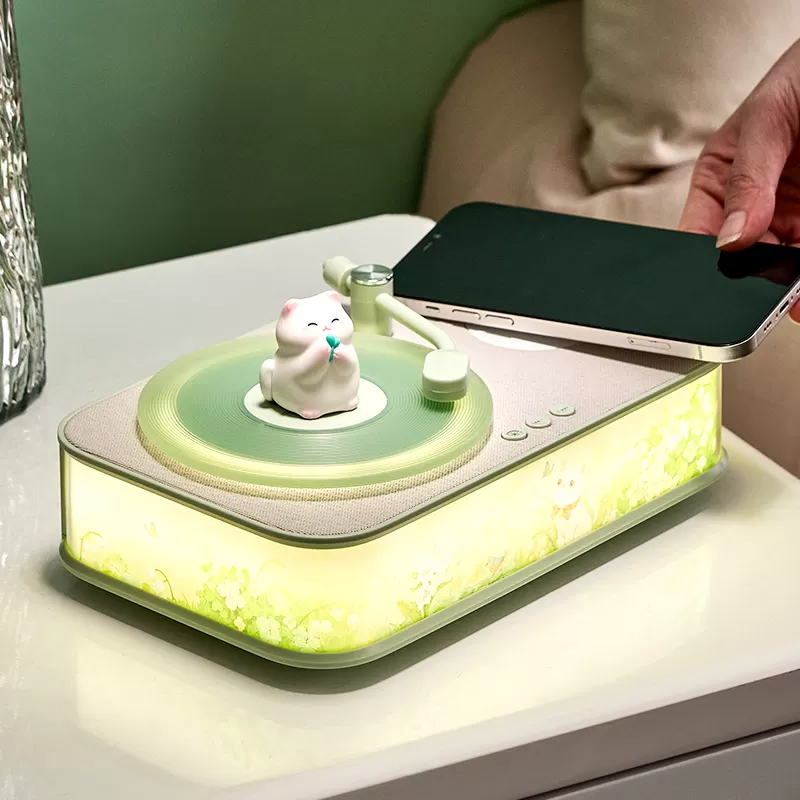 WH-J12 Classical Turntable Wireless Charging Speaker