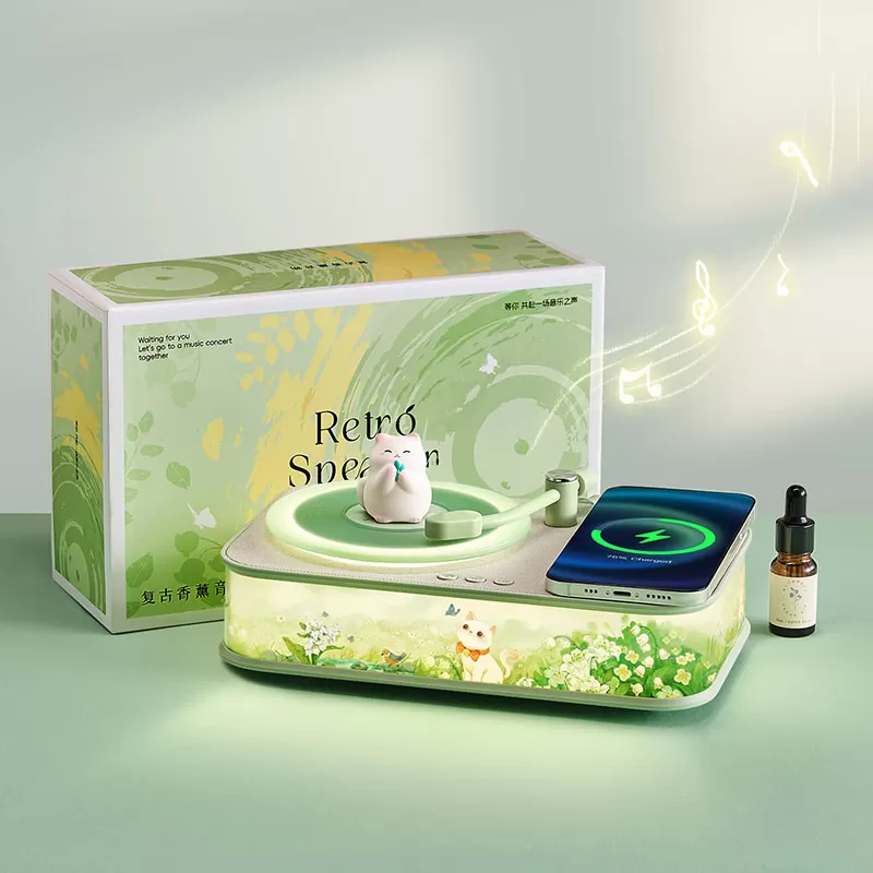 WH-J12 Classical Turntable Wireless Charging Speaker