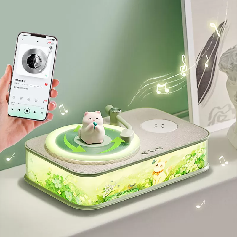 WH-J12 Classical Turntable Wireless Charging Speaker